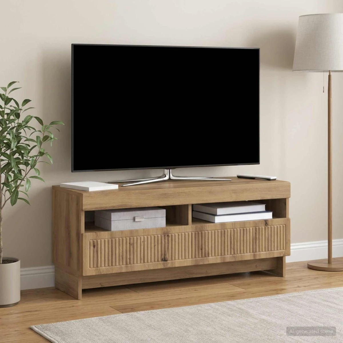 vidaXL LED TV-skab EDE 100x35x43 cm i Artisan-eg