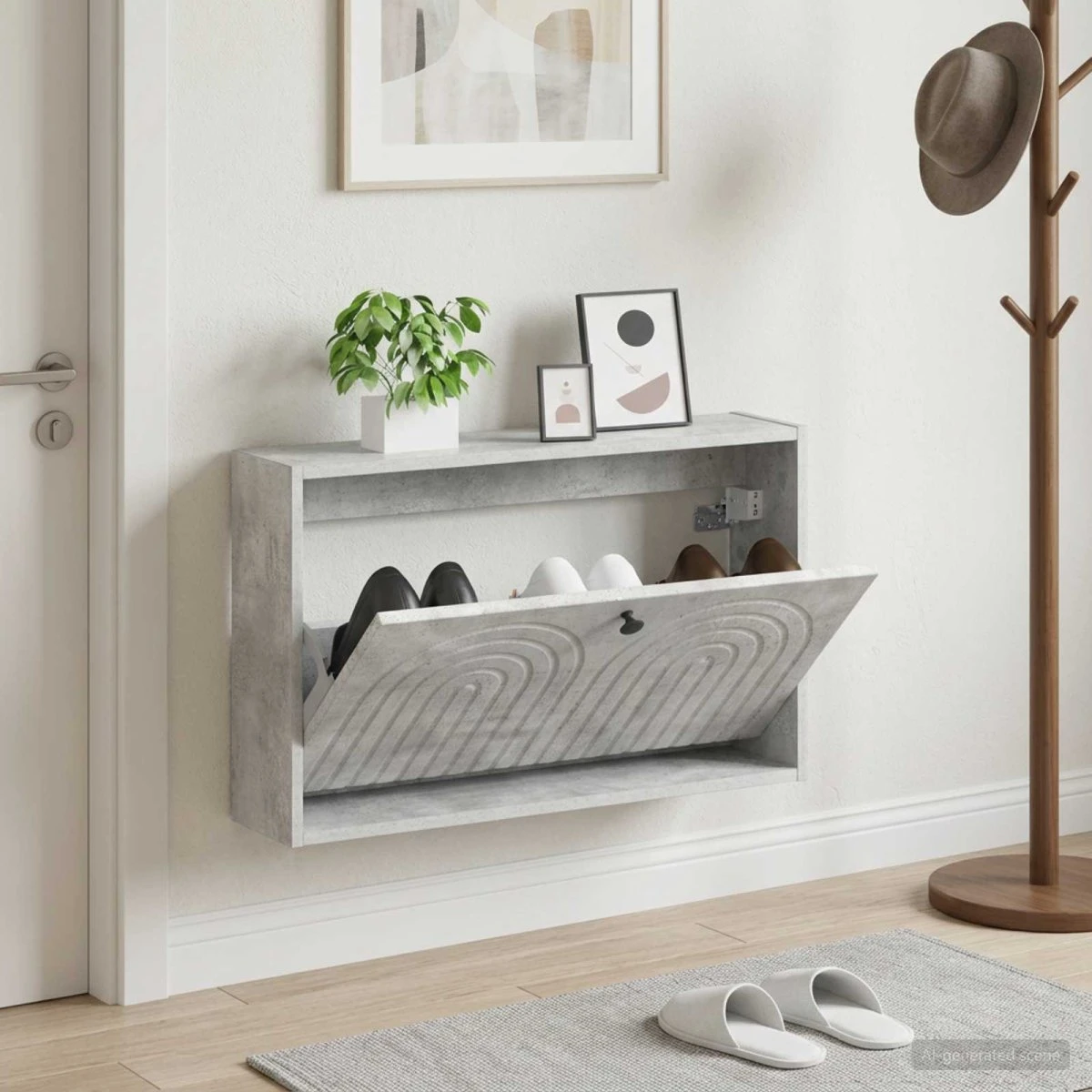 vidaXL ALKMAAR Vægmonteret Skoskab - 71 x 17 x 43 cm - Betongrå