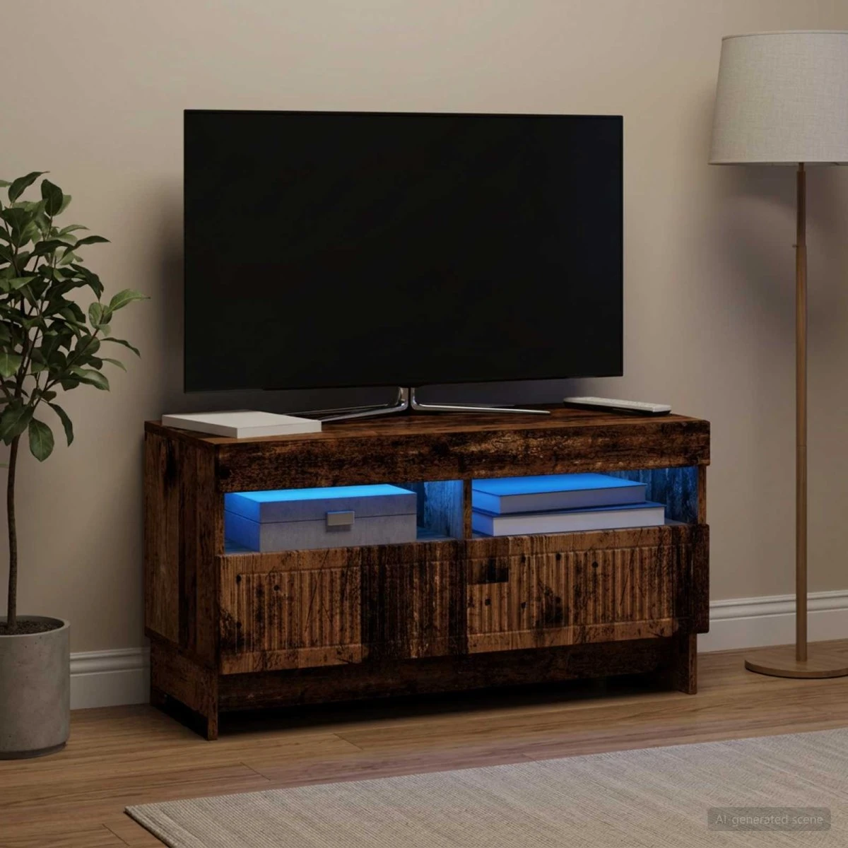 vidaXL ALKMAAR LED TV-skab i gammelt træ, 81 x 35 x 43 cm