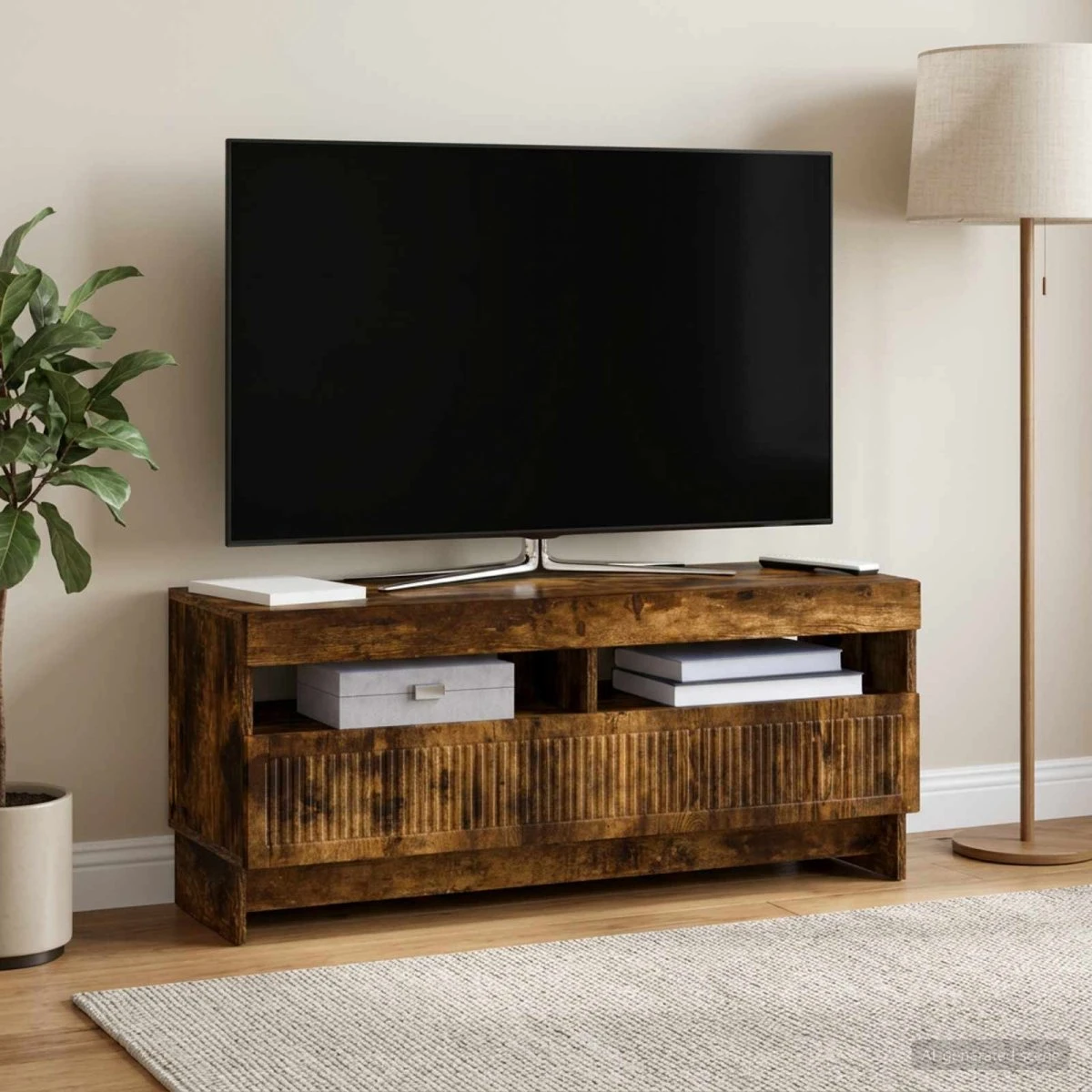 vidaXL LED TV-skab EDE Røget eg 100 x 35 x 43 cm