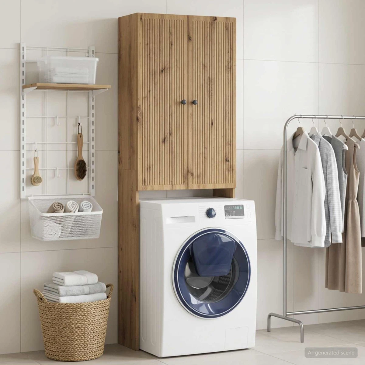 vidaXL Toiletskab EDE Artisan-eg, 66 x 25,5 x 190 cm