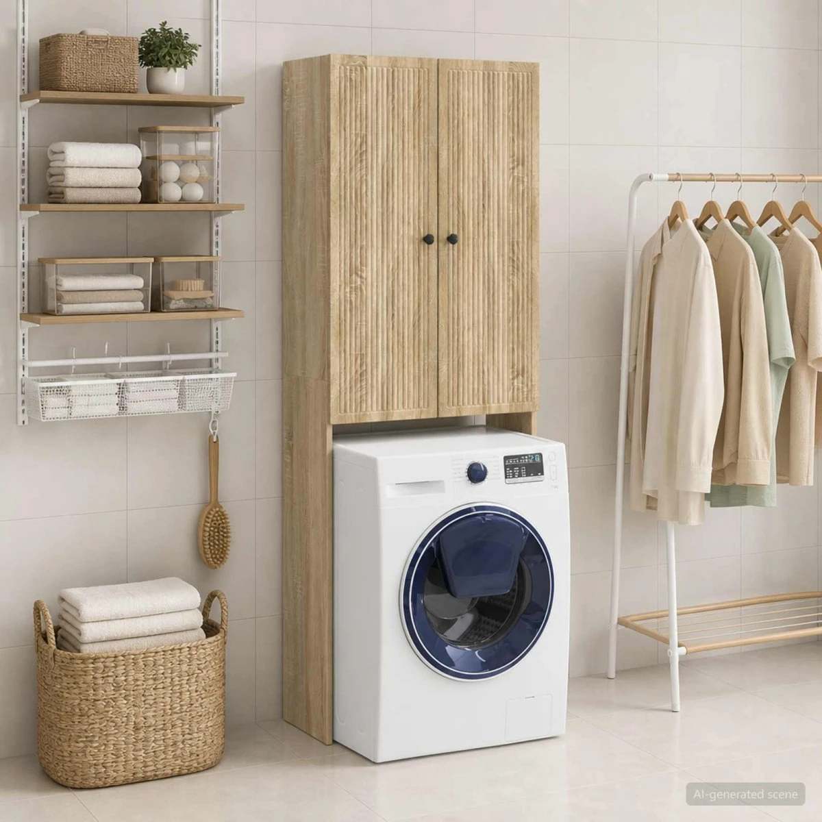 vidaXL Toiletskab EDE Sonoma-eg 66 x 25,5 x 190 cm