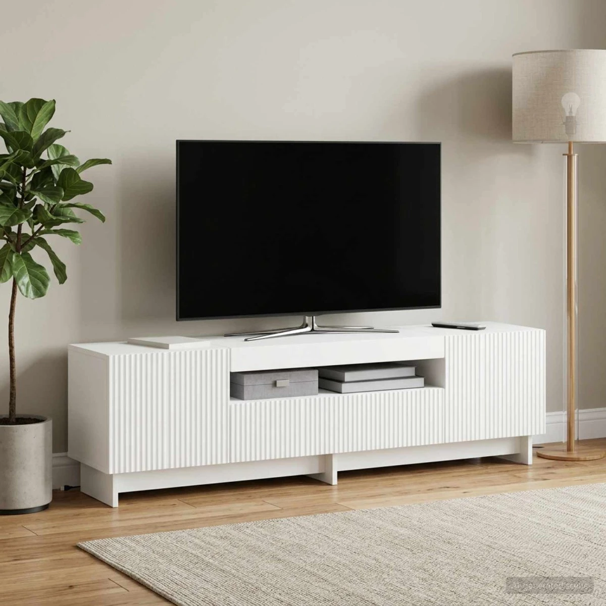 vidaXL LED TV-skab EDE - 153 x 35 x 43 cm - Hvid
