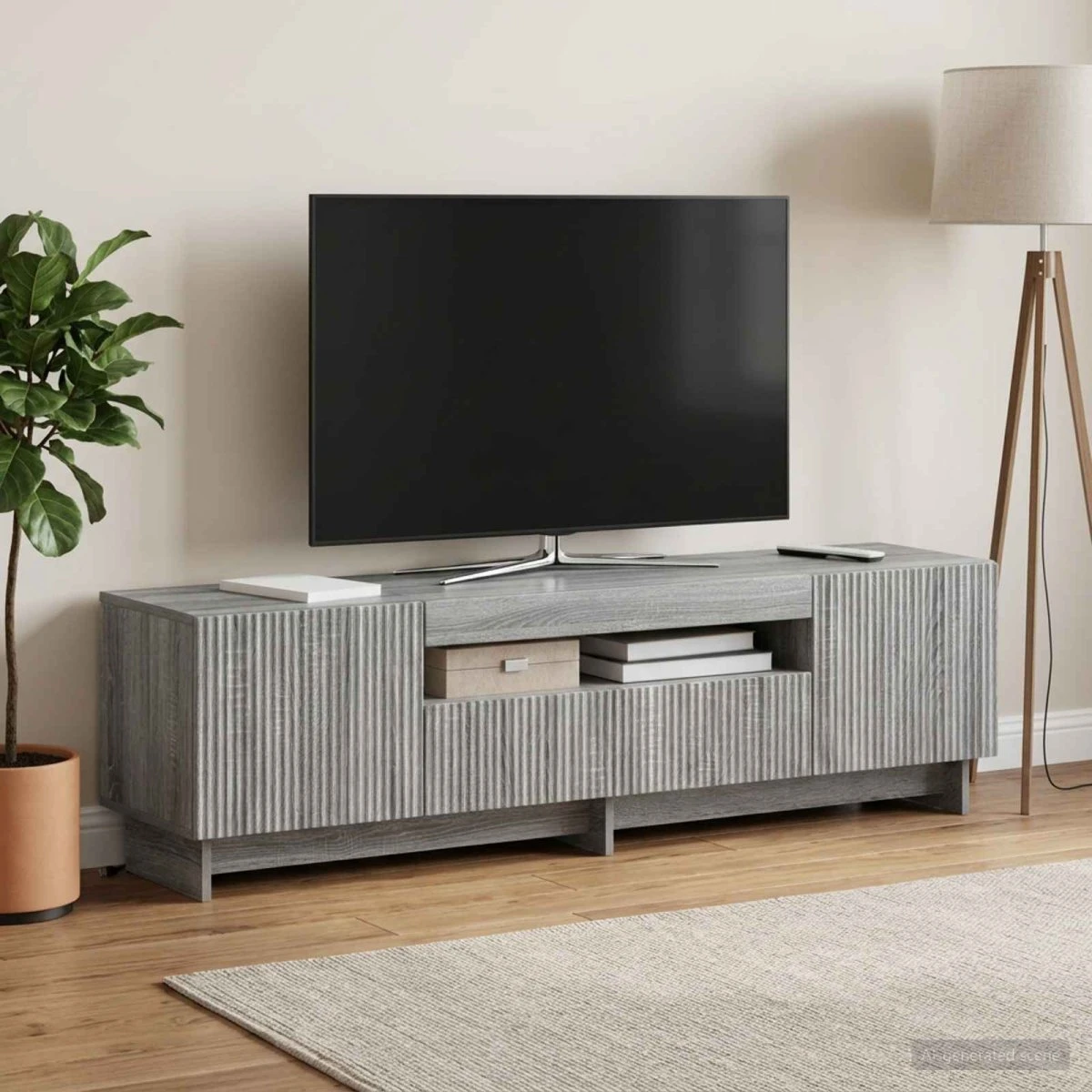 vidaXL LED TV-skab EDE Grå Sonoma 153 x 35 x 43 cm