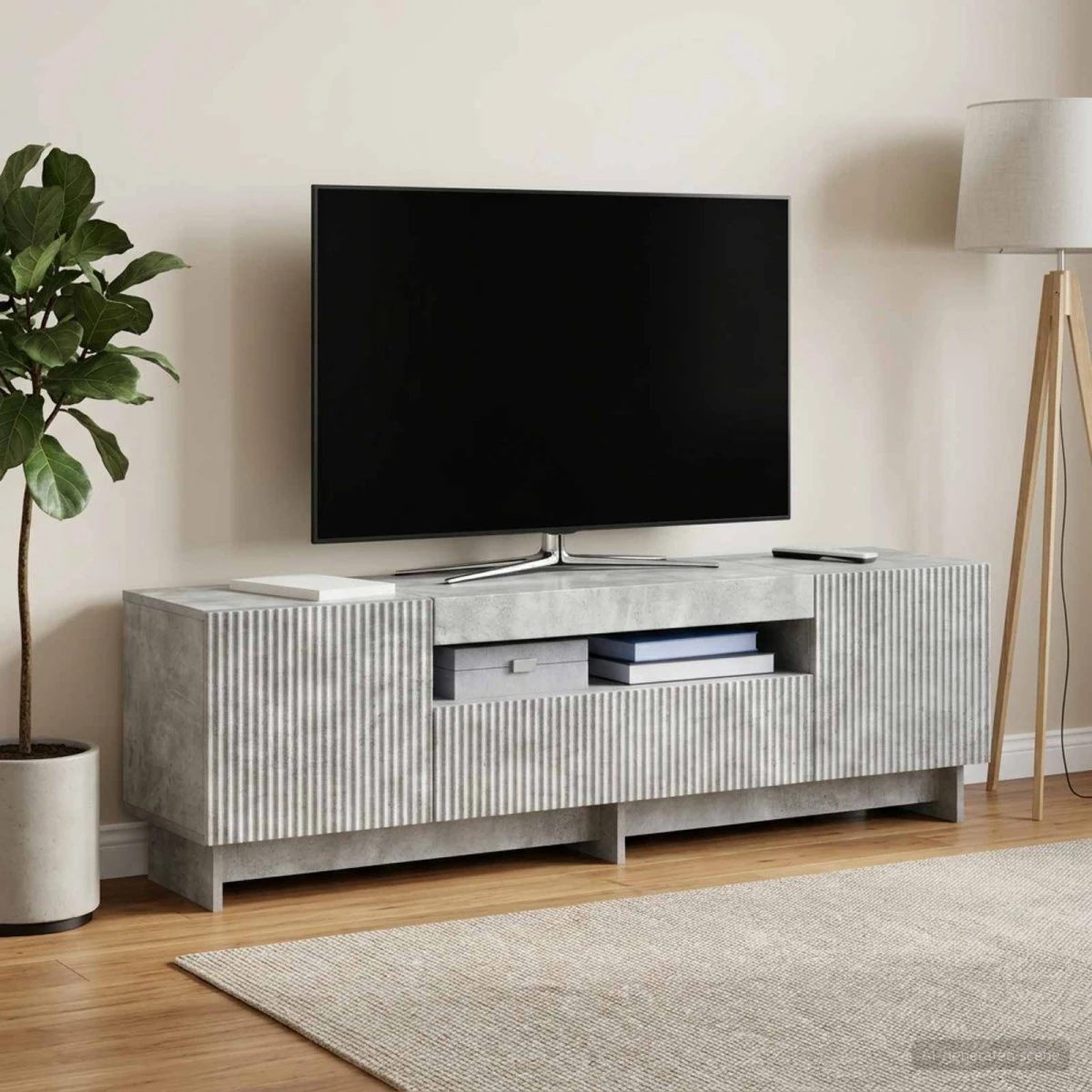 vidaXL LED TV-skab EDE Betongrå 153 x 35 x 43 cm