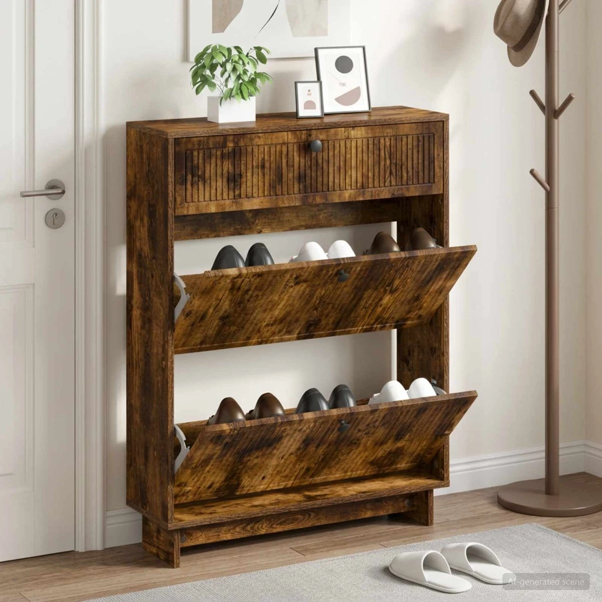vidaXL Skoskab EDE Røget eg 78 x 24 x 103 cm