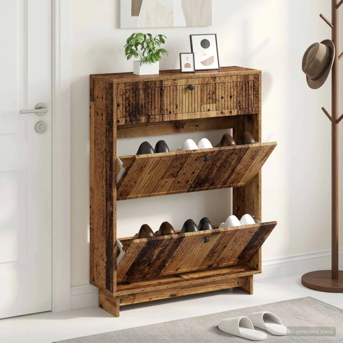 vidaXL Skoskab EDE Gammelt træ, 78 x 24 x 103 cm