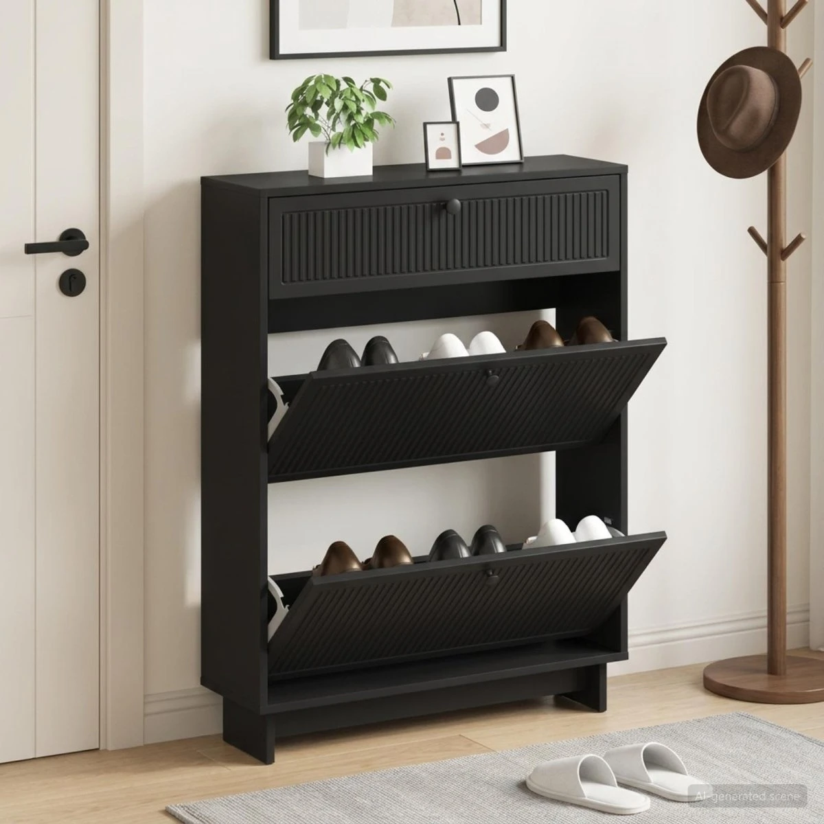 vidaXL Skoskab EDE Sort 78 x 24 x 103 cm