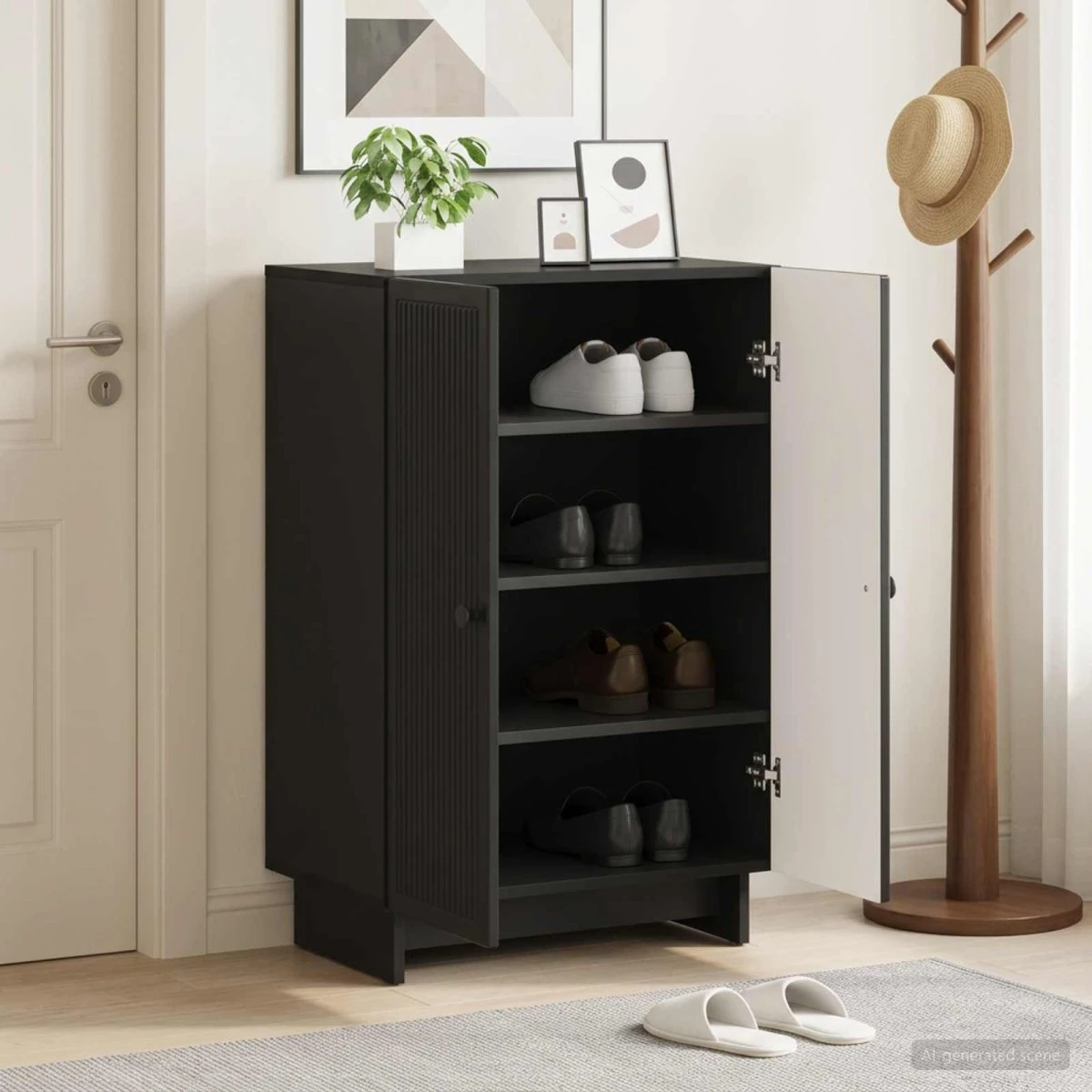 vidaXL Skoskab EDE Sort 59,5 x 39,5 x 90 cm