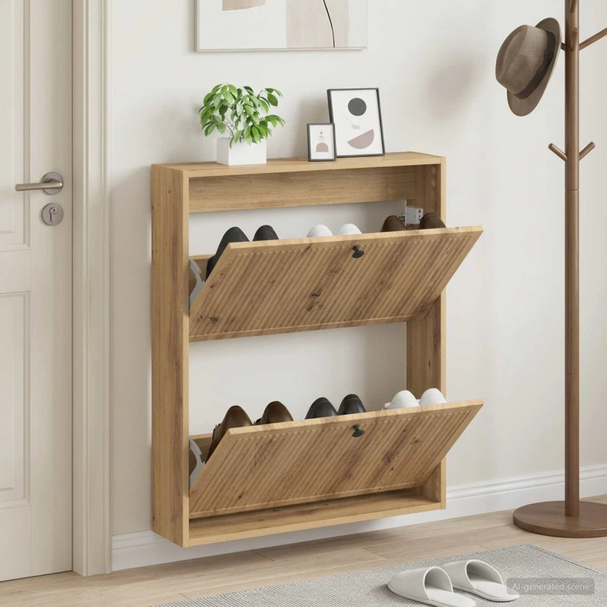 vidaXL Vægmonteret Skoskab EDE 71 x 17 x 86 cm - Artisan-eg