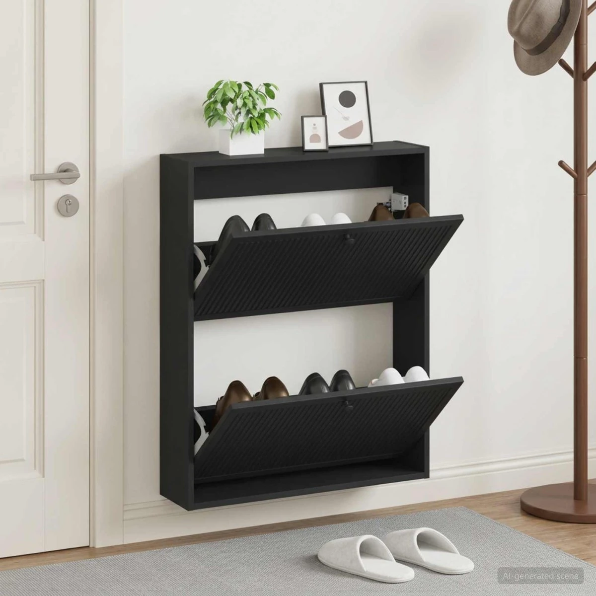 vidaXL Vægmonteret Skoskab EDE Sort 71 x 17 x 86 cm