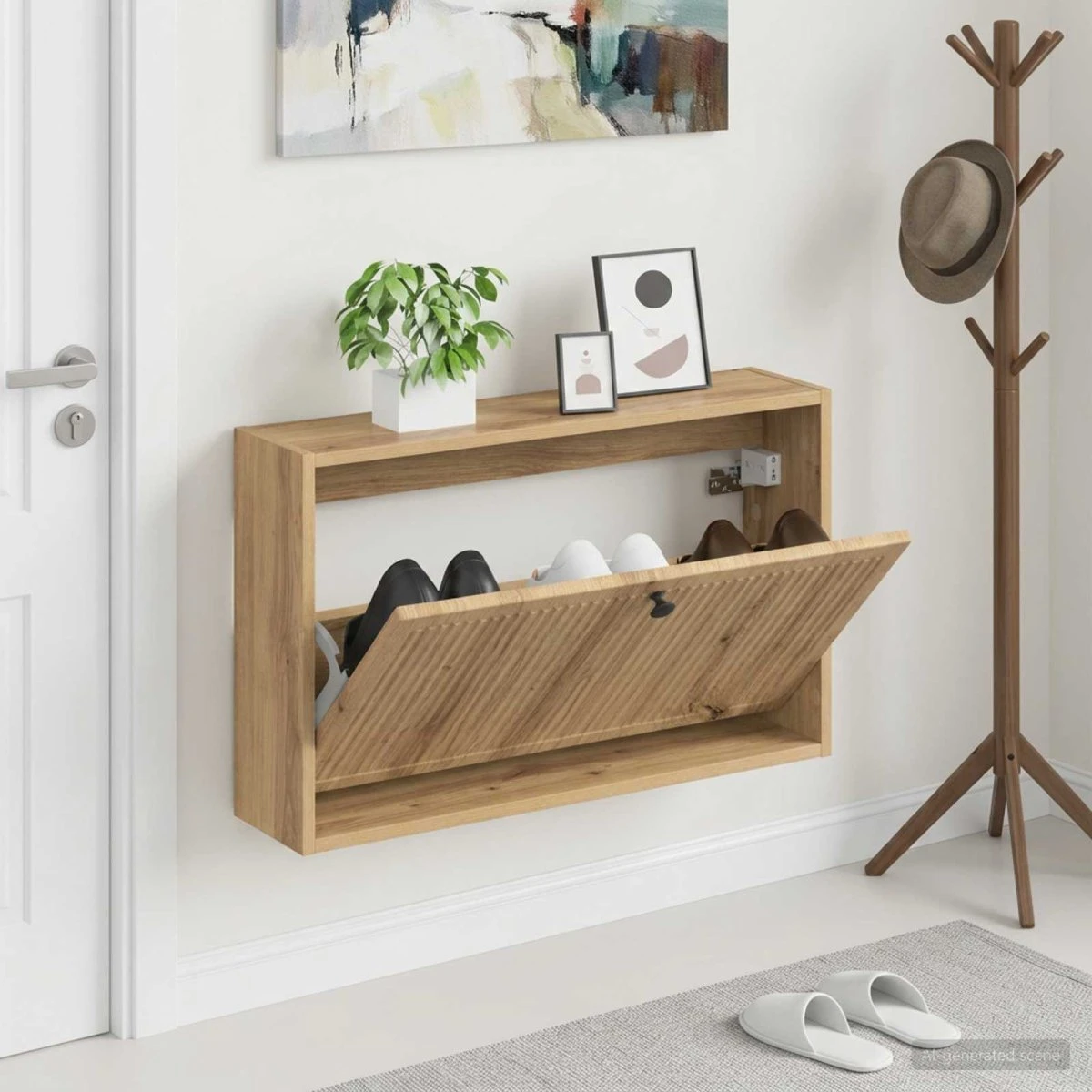 vidaXL Vægmonteret Skoskab EDE 71x17x43 cm - Artisan-eg