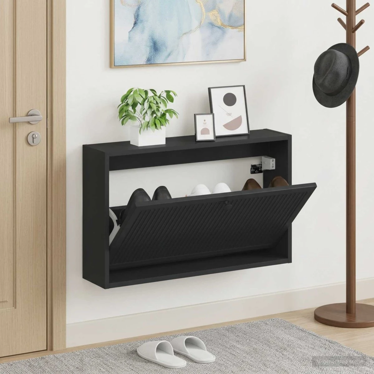 vidaXL Vægmonteret Skoskab EDE - Sort, 71 x 17 x 43 cm