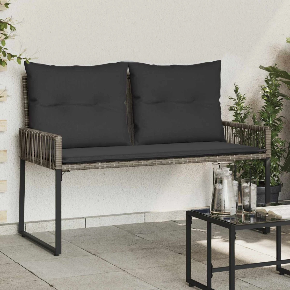 vidaXL Udendørs 2-personers bænk i polyrattan, 110 x 59 x 82 cm