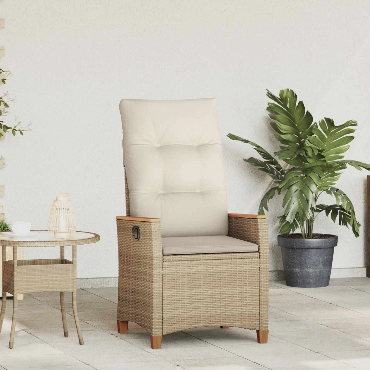 vidaXL Lænestol til haven, beige/creme, 64 x 57,5 x 112 cm
