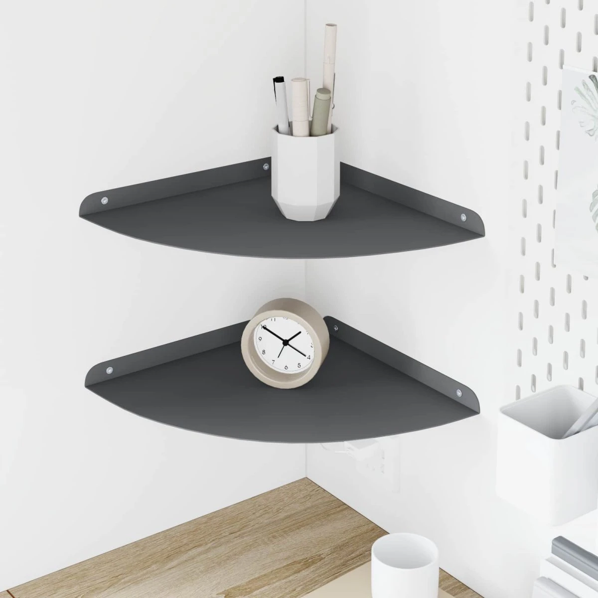 vidaXL Hjørne Flydende Hylde 2 stk. Antracit 30x30x2 cm