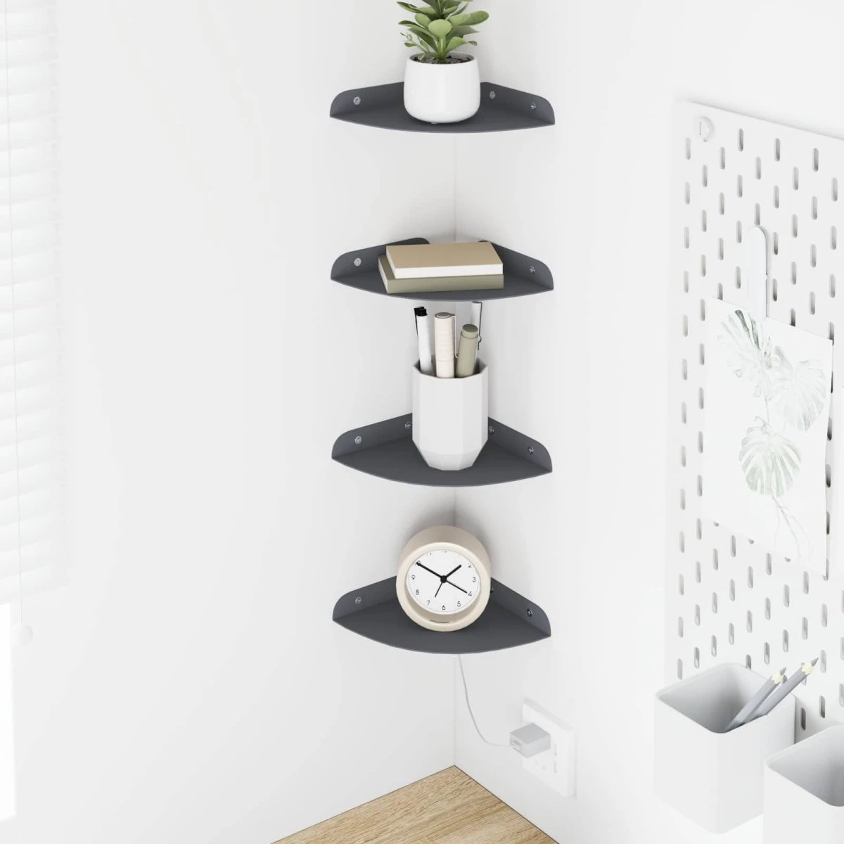 vidaXL Hjørne Flydende Hylde 4 stk. Antracit 15 x 15 x 2 cm