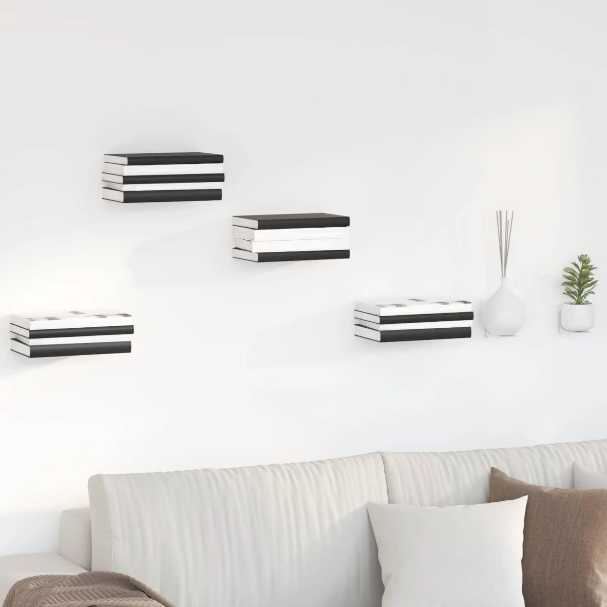 vidaXL Usynlig flydende hylde 4 stk. Hvid 6 x 11 x 6,5 cm