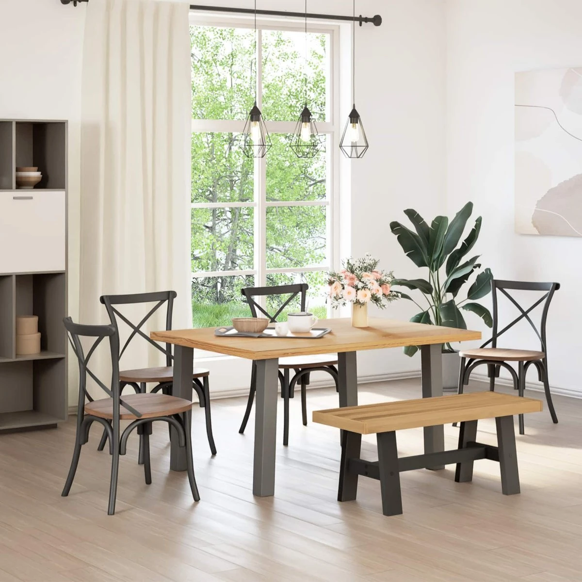 vidaXL Spisebænk NOAIN 120 x 41 x 45 cm i massivt fyrretræ