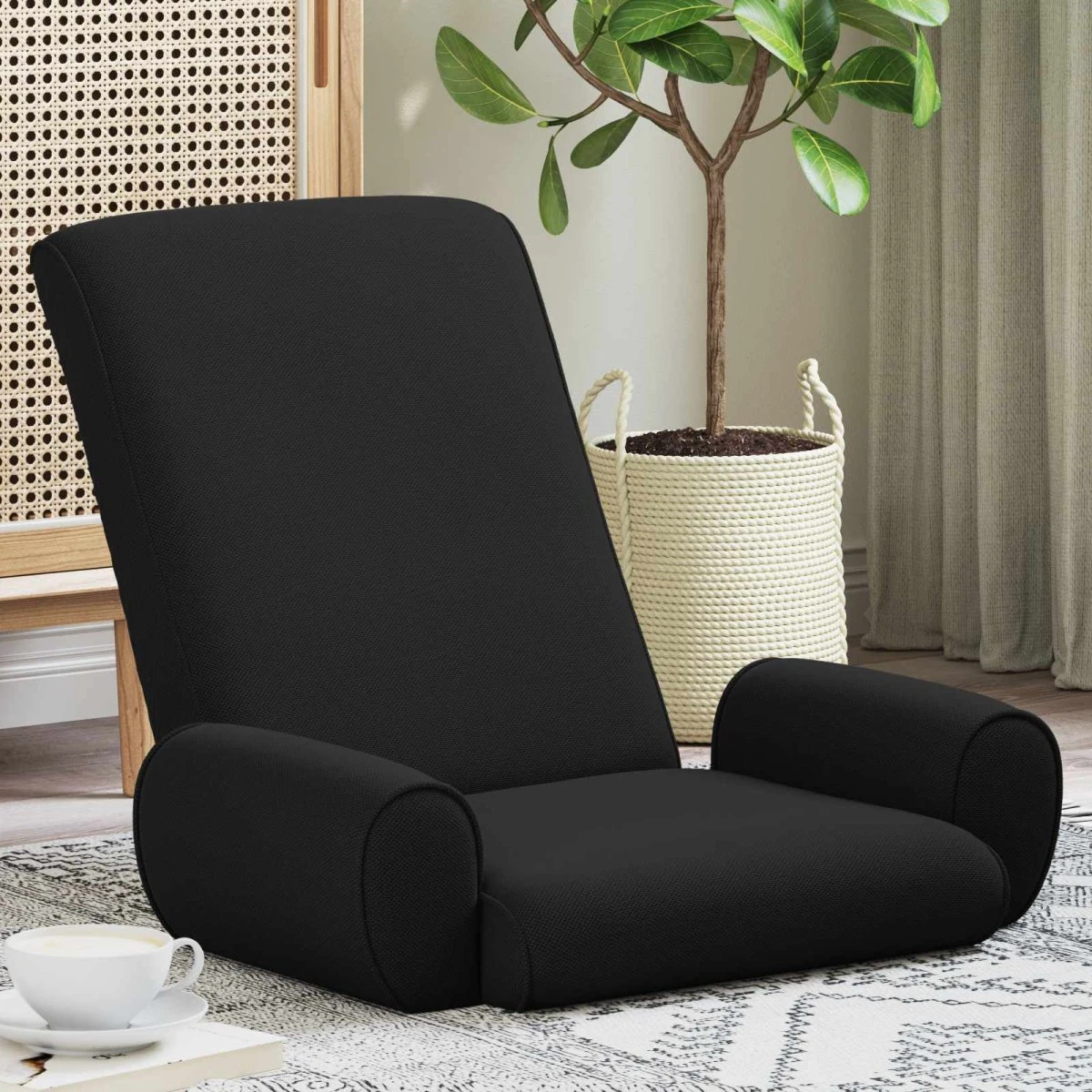 vidaXL Justerbar Gulvstol i Sort Kornet Velour