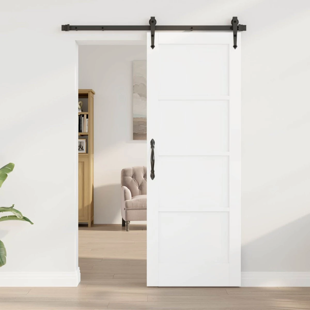 vidaXL Indvendig Skydedør 73,5 x 198,5 cm - Hvid Krydsfinér