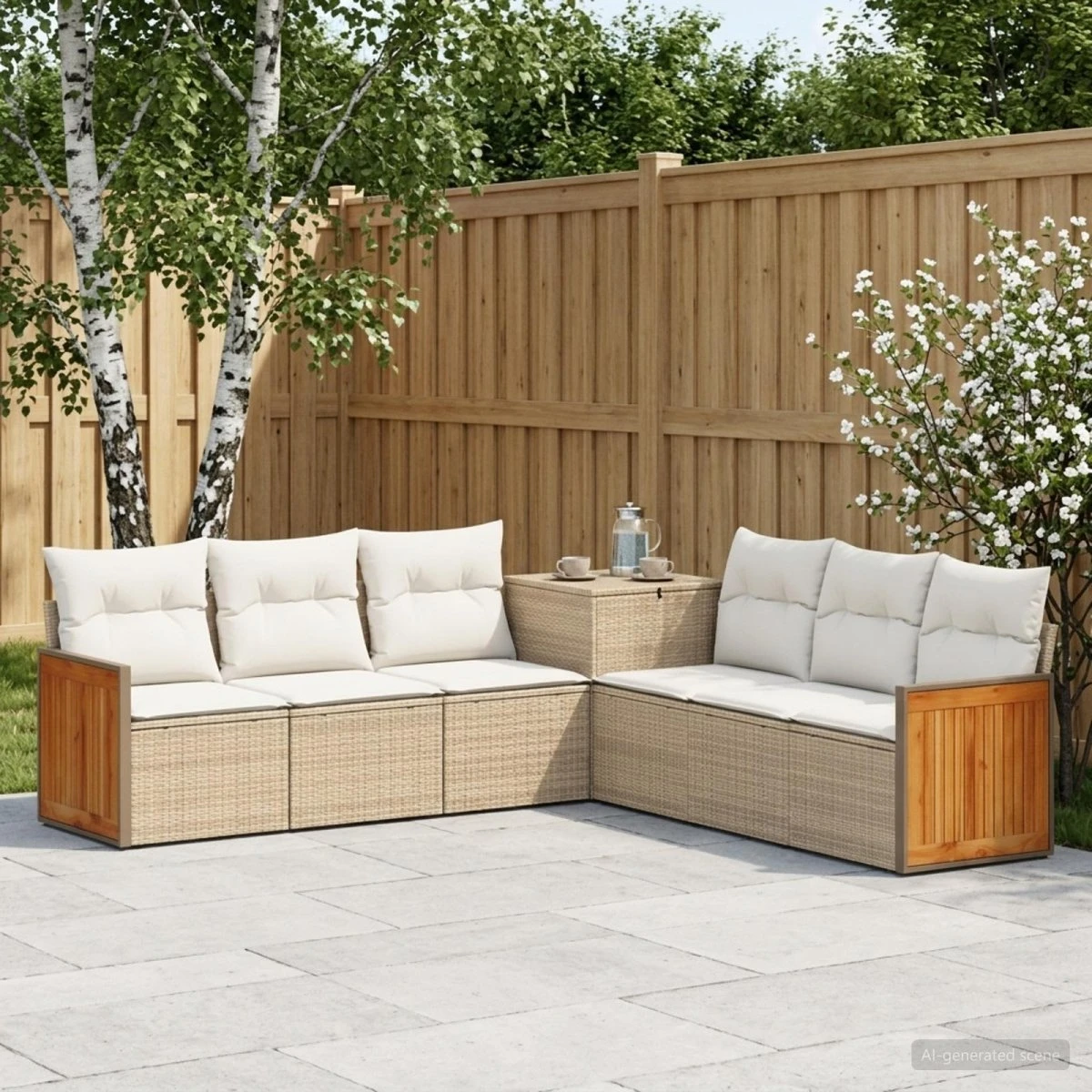 vidaXL Udesofa-sæt 7 stk. Beige/Cremehvid 118 x 62 x 69 cm
