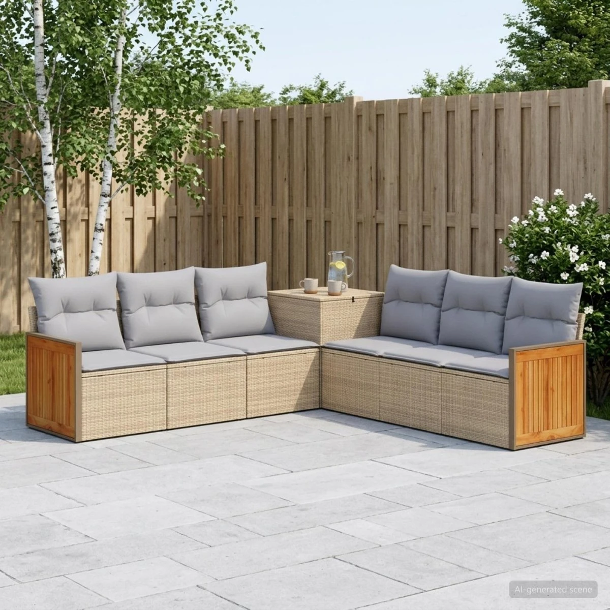 vidaXL Sofa Sæt 7 stk. Beige/Lys Grå 118 x 62 x 69 cm