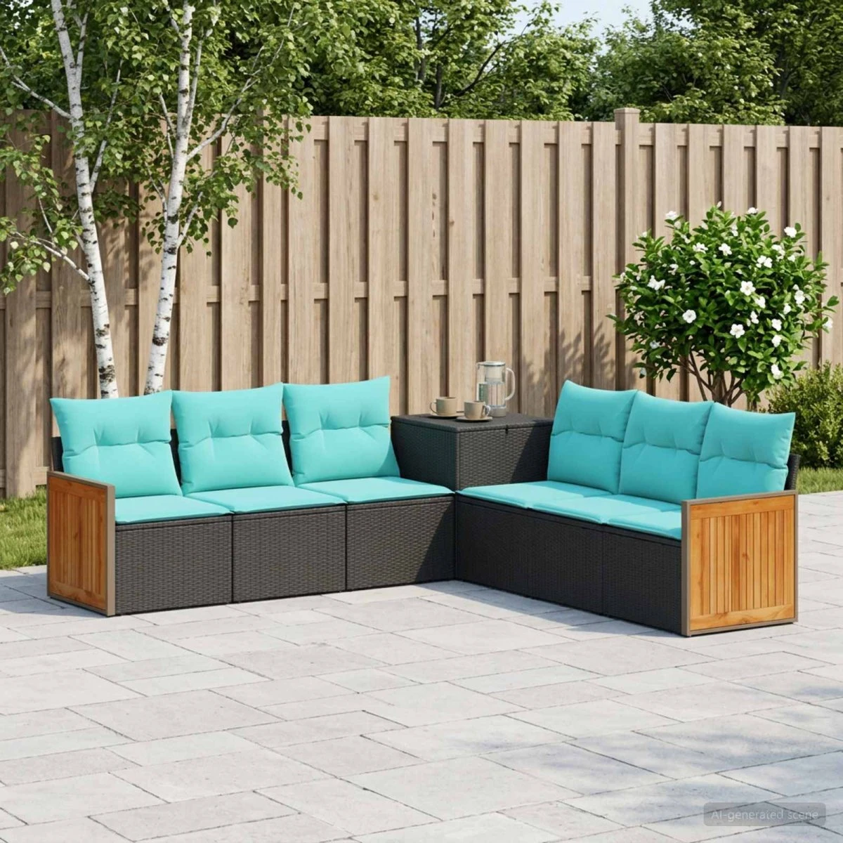 vidaXL Sofa Sæt 7 stk. Sort og Blå 118 x 62 x 69 cm