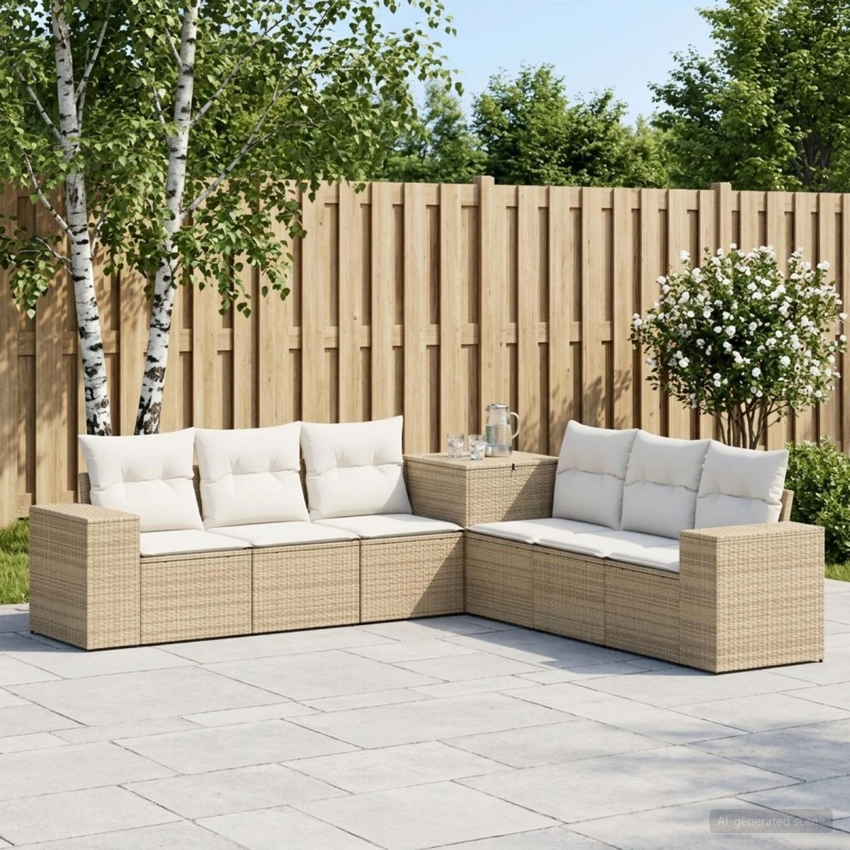 vidaXL Sofa Sæt 7 stk. Beige/Cremehvid 55x55x69 cm