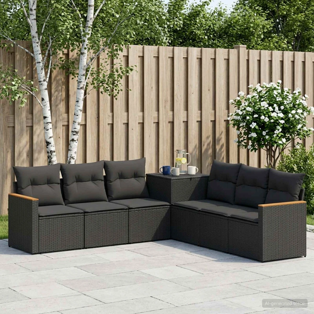 vidaXL Sofa Sæt 7 stk. Sort Poly Rattan & Stål 123 x 62 x 69 cm
