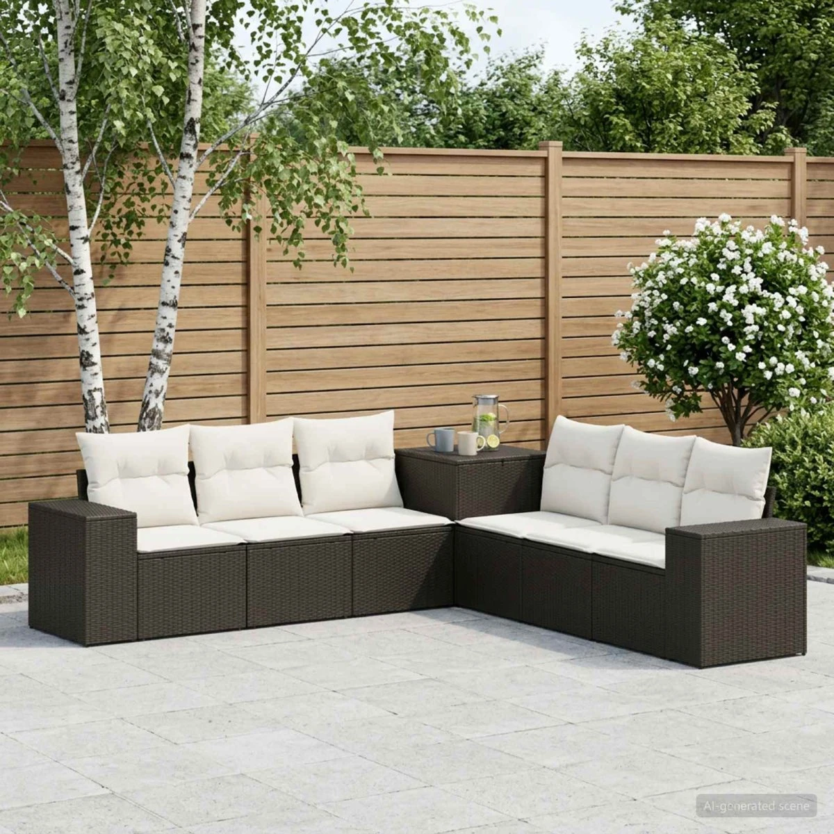 vidaXL Sofa Sæt 7 stk. Sort og Cremehvid 55 x 55 x 69 cm