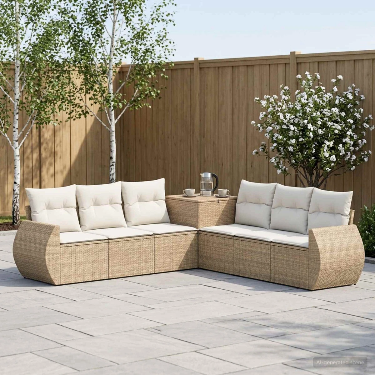 vidaXL Sofa Sæt 7 stk. Beige/Cremehvid 243x243x85 cm