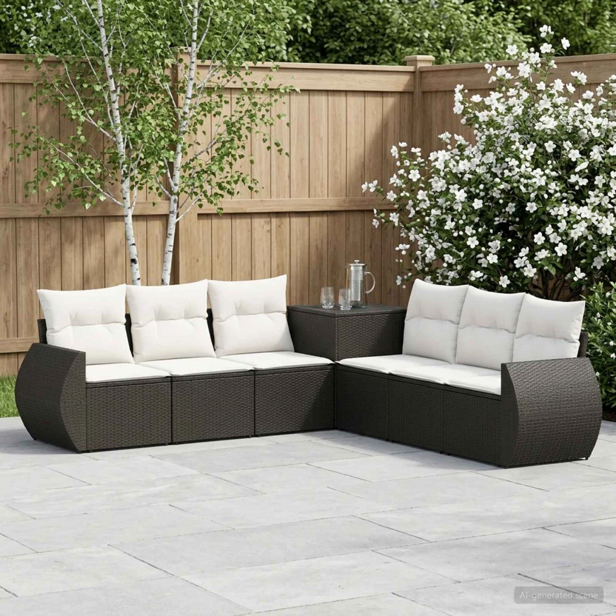 vidaXL Sofa Sæt 7 stk. Sort/Cremehvid 243 x 243 x 85 cm
