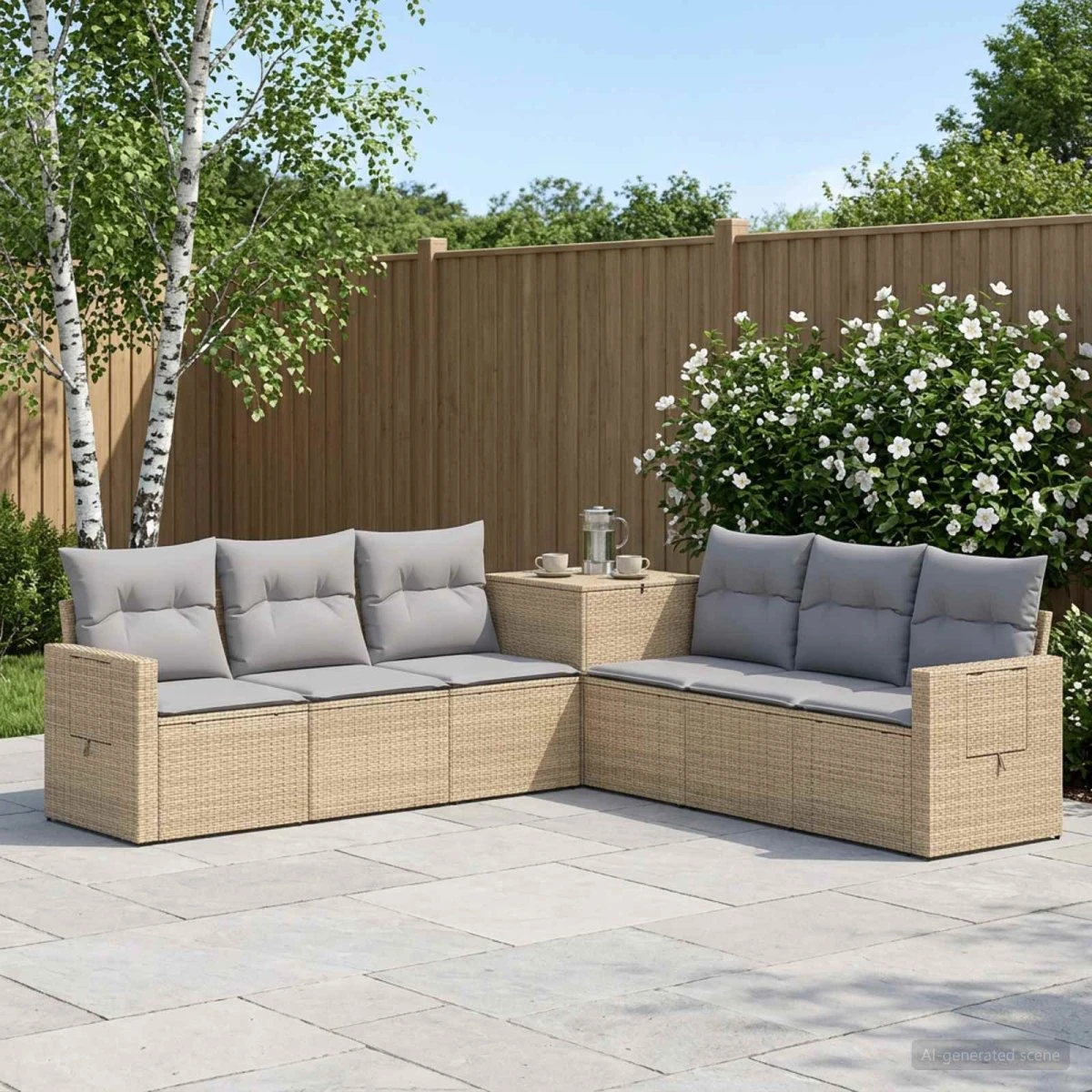 vidaXL Sofa Sæt 7 dele Beige & Lys Grå 234x234x85 cm