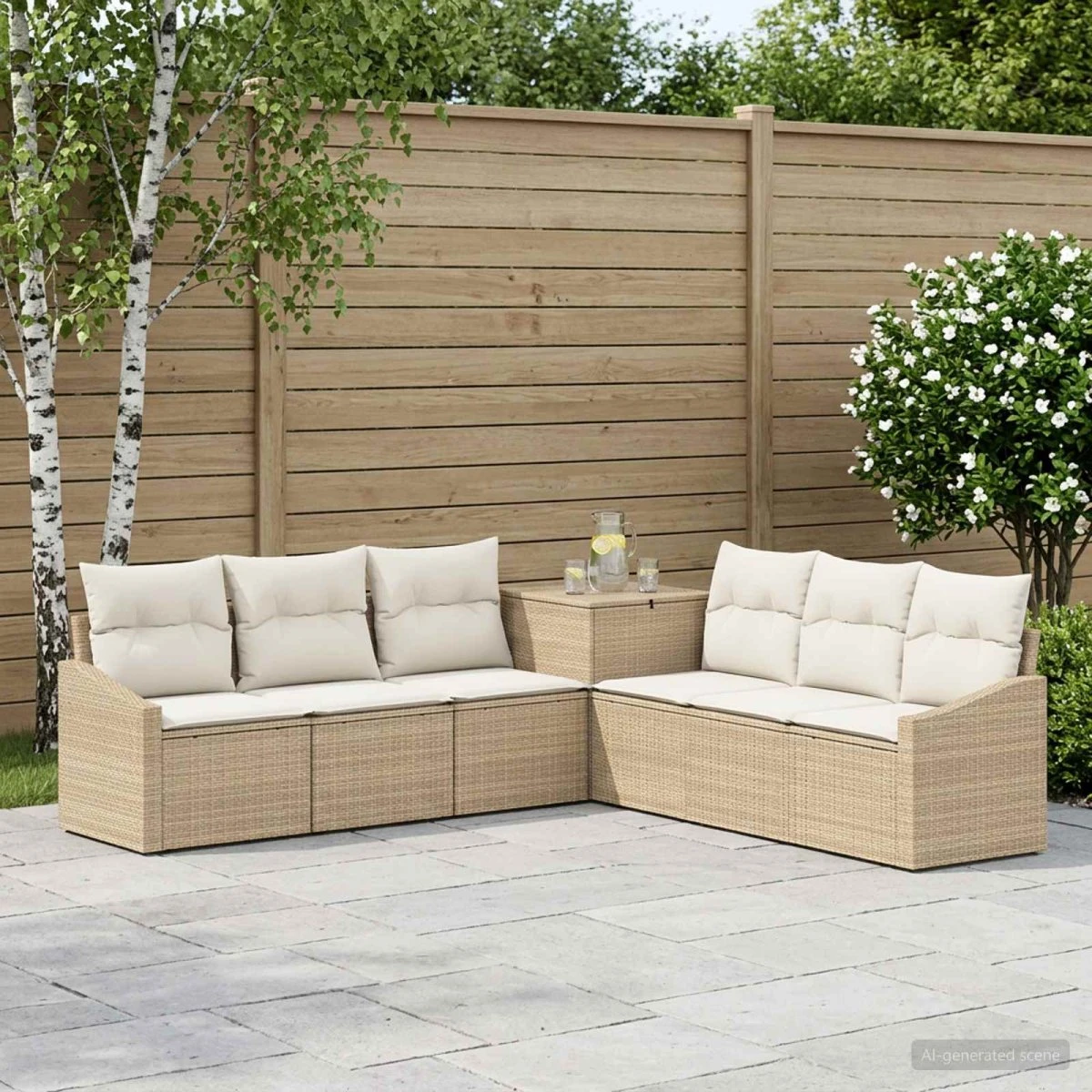vidaXL Sofa Sæt 7 dele Beige/Cremehvid 123x62x69 cm