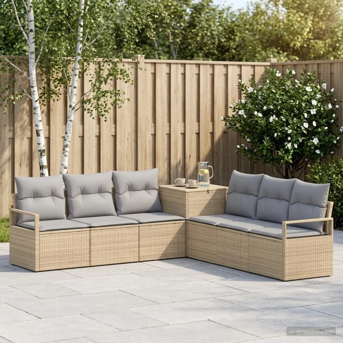 vidaXL Sofa Sæt 7 stk. Beige & Grå - Modulært med opbevaring