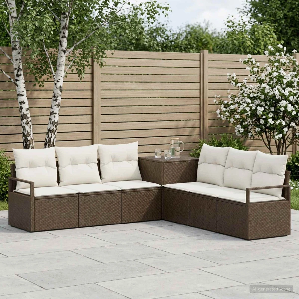 vidaXL Sofa Sæt 7 dele, Brun/Cremehvid, 120 x 62 x 69 cm