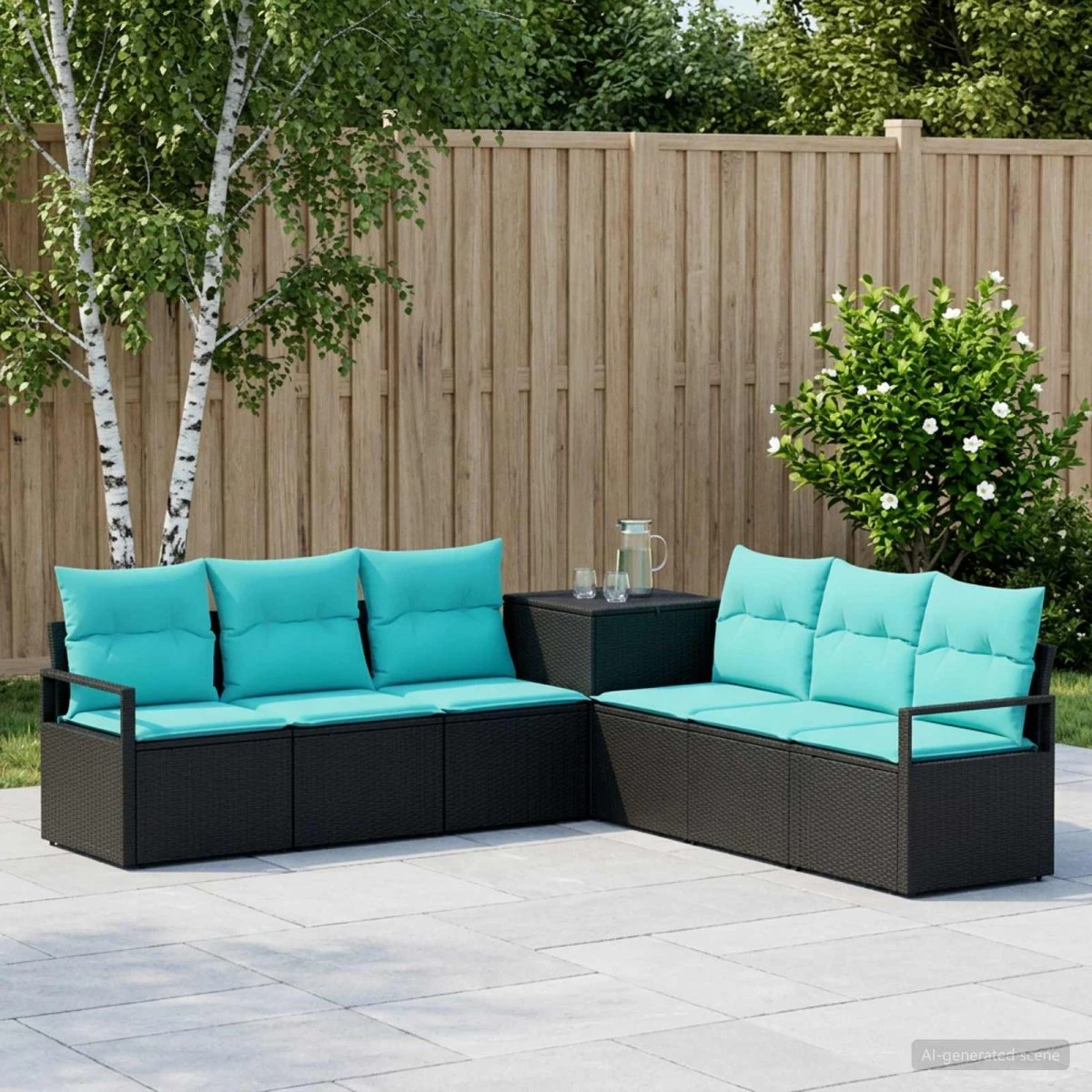 vidaXL Sofa Sæt 7 stk. Sort og Blå 120 x 62 x 69 cm
