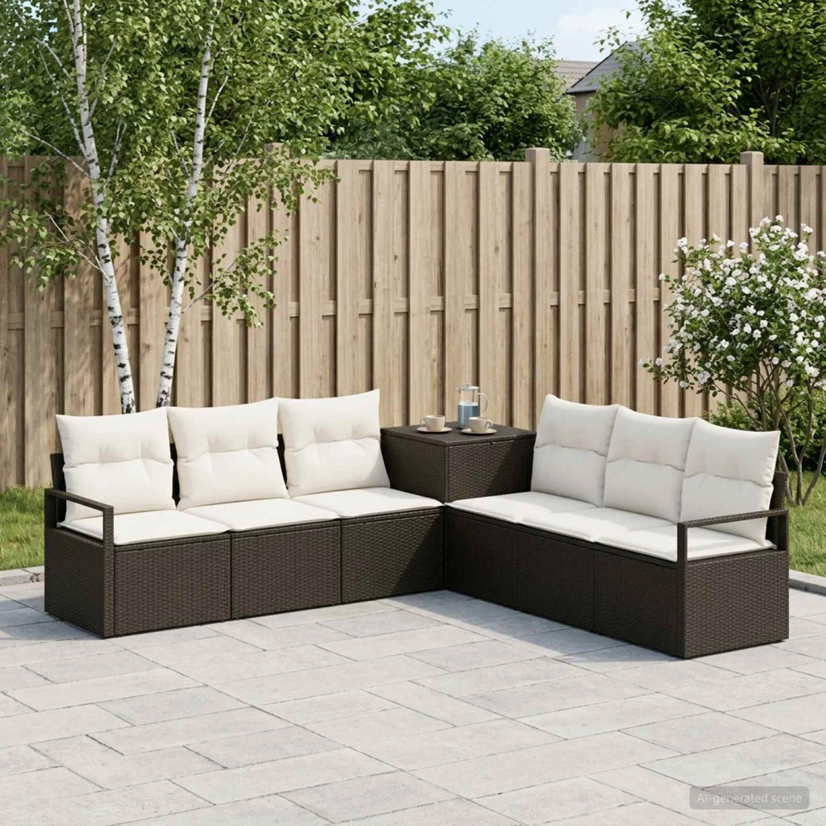 vidaXL Sofa Sæt 7 dele Sort og Cremehvid 120 x 62 x 69 cm