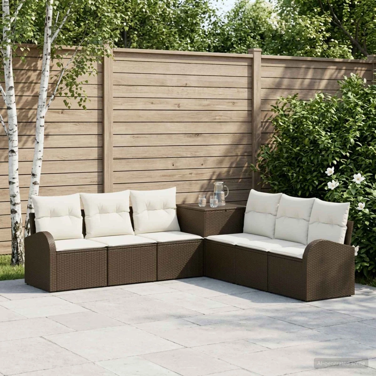 vidaXL Sofa Sæt 7 dele, Brun/Creme, 124 x 62 x 69 cm