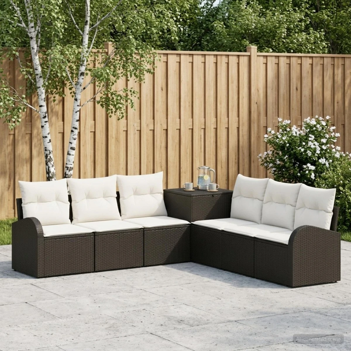 vidaXL Sofa Sæt 7 stk. Sort og Cremehvid 124 x 62 x 69 cm