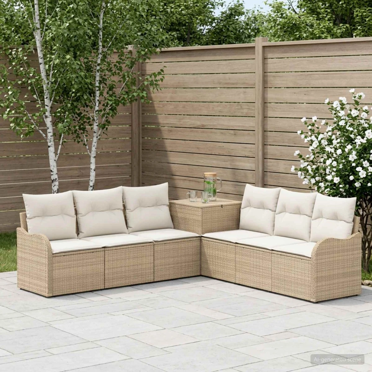 vidaXL Sofa Sæt 7 stk. Beige/Cremehvid 121 x 62 x 69 cm