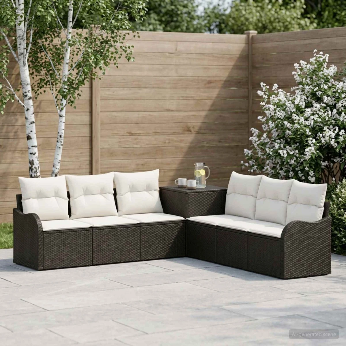 vidaXL Sofa Sæt 7 stk. Sort og Cremehvid 121 x 62 x 69 cm