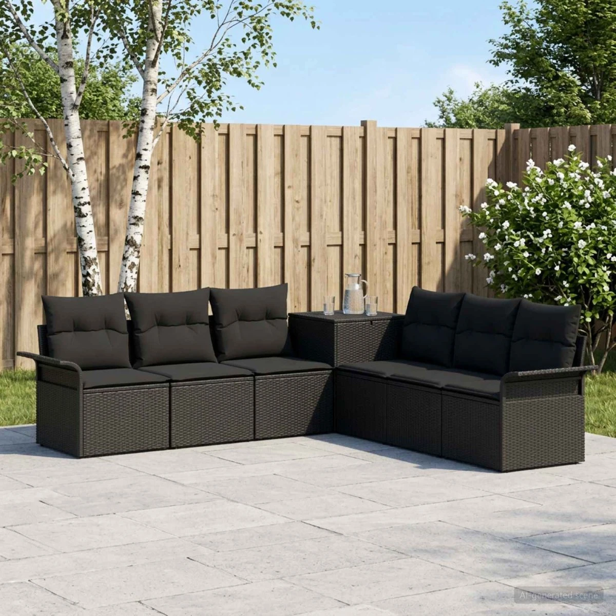 vidaXL Sofa Sæt 7 stk. Sort Poly Rattan og Stål