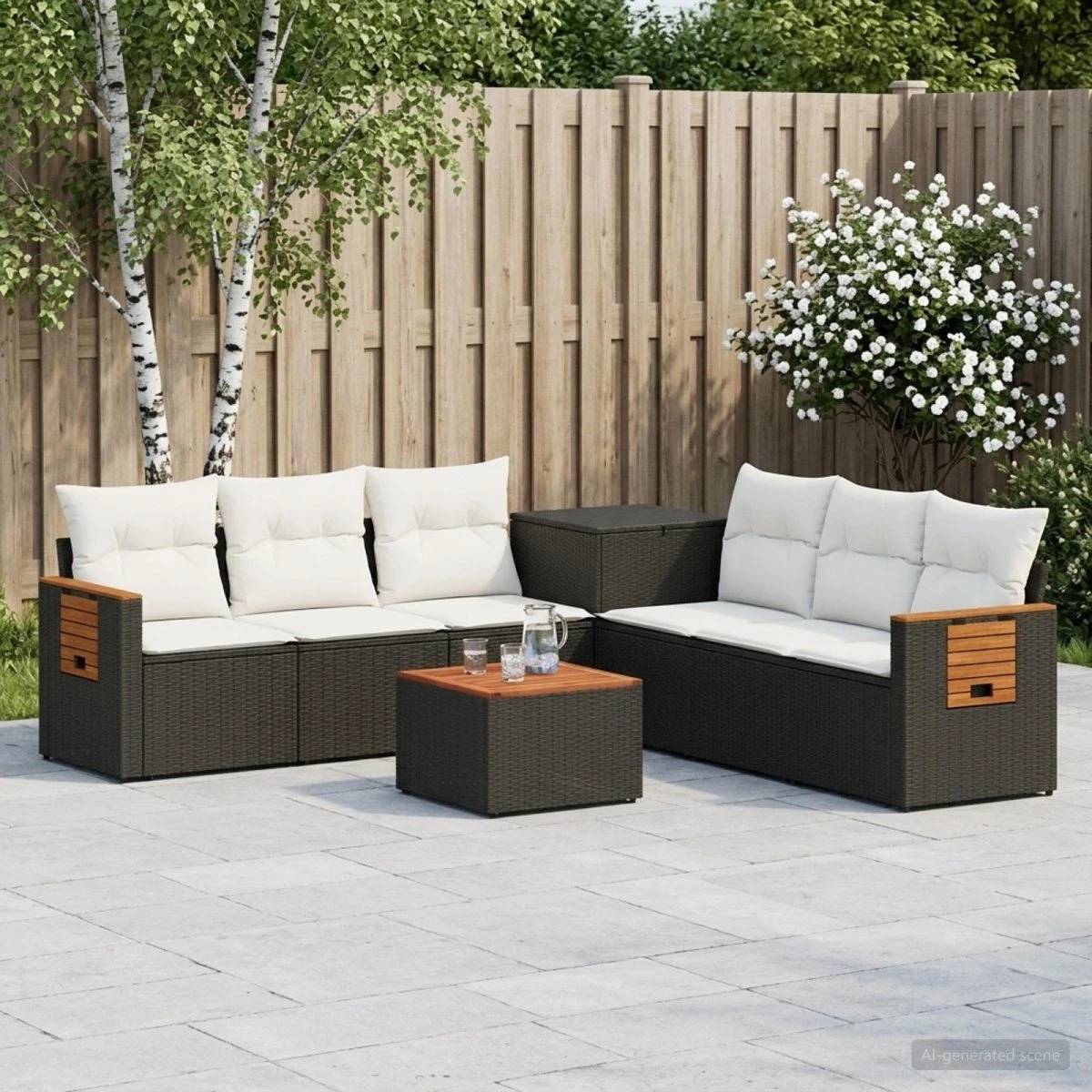 vidaXL Sofa Sæt 8 stk. Sort og Cremehvid 55x55x37 cm