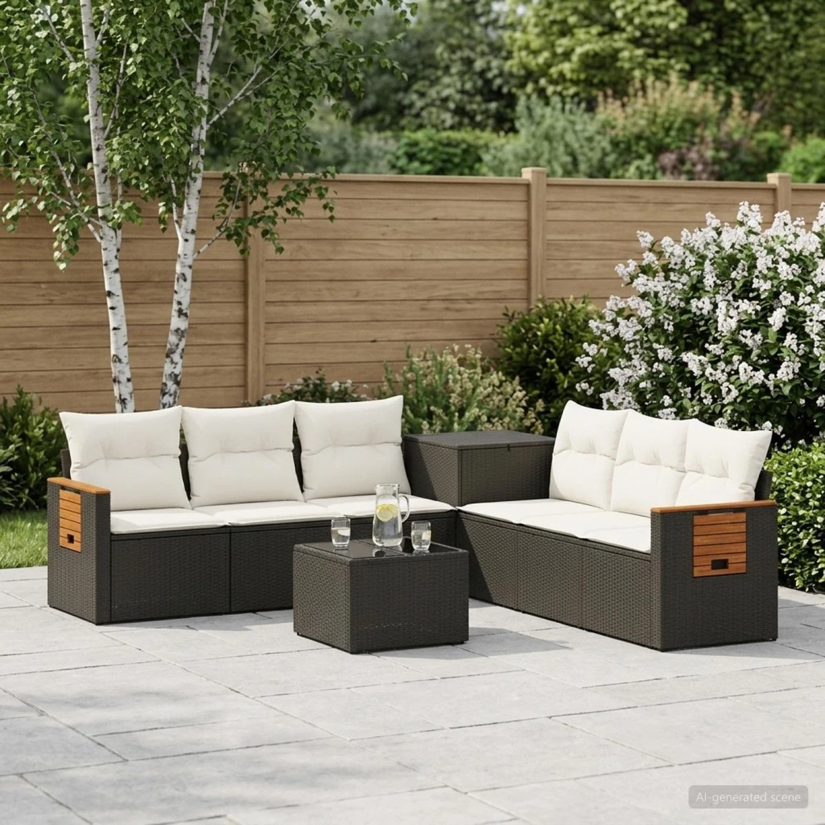 vidaXL Sofa Sæt 8 stk. Sort og Cremehvid 55 x 55 x 37 cm