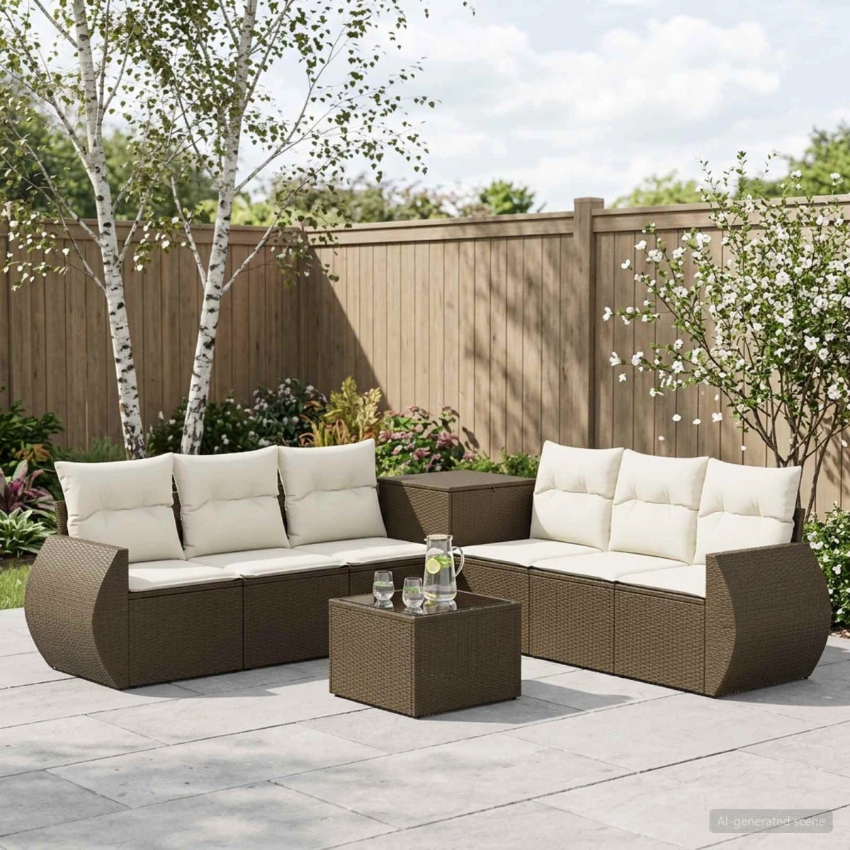 vidaXL Sofa Sæt 8 stk. Brun/Creme 55x55x37 cm