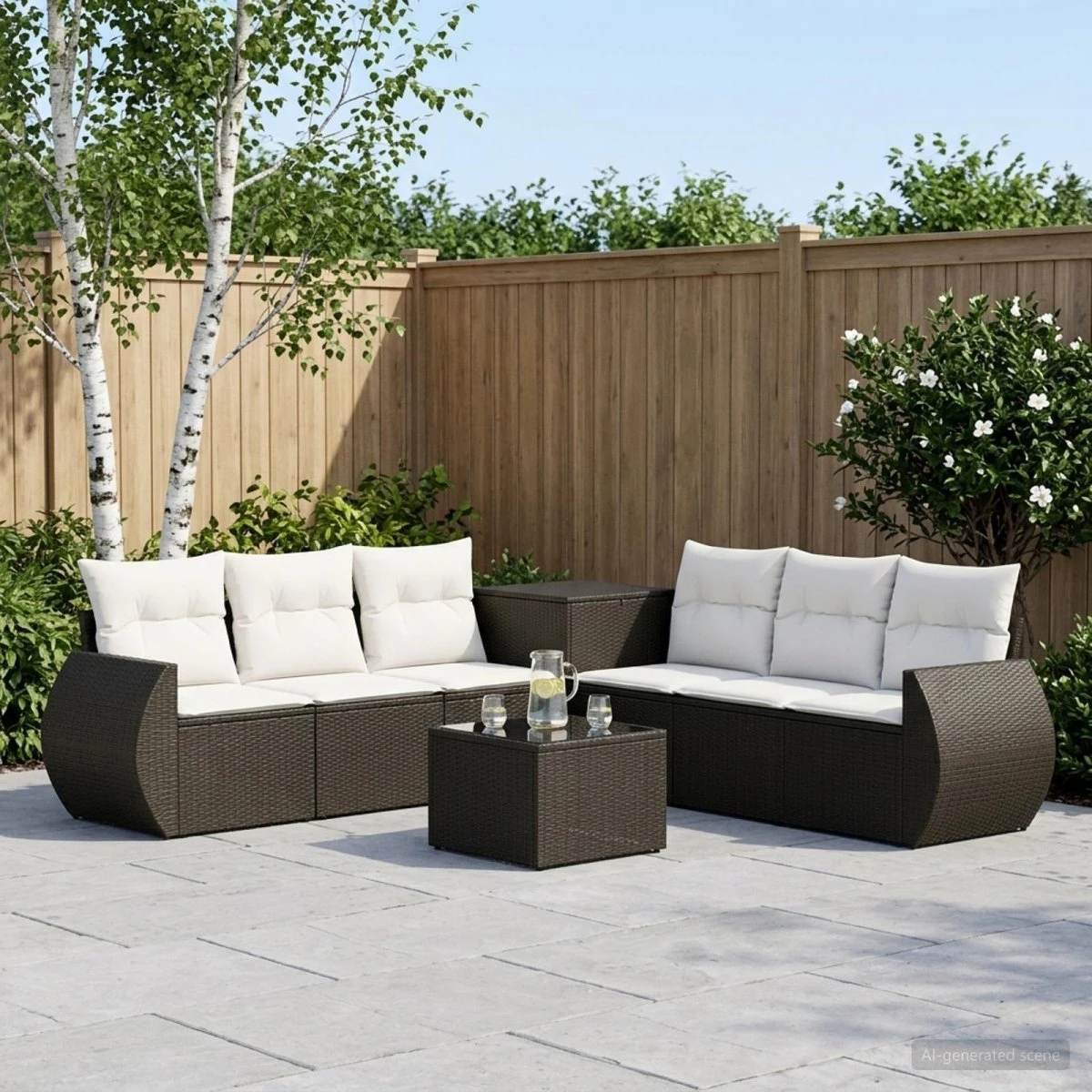 vidaXL Sofa Sæt 8 dele Sort og Cremehvid 55x55x37 cm