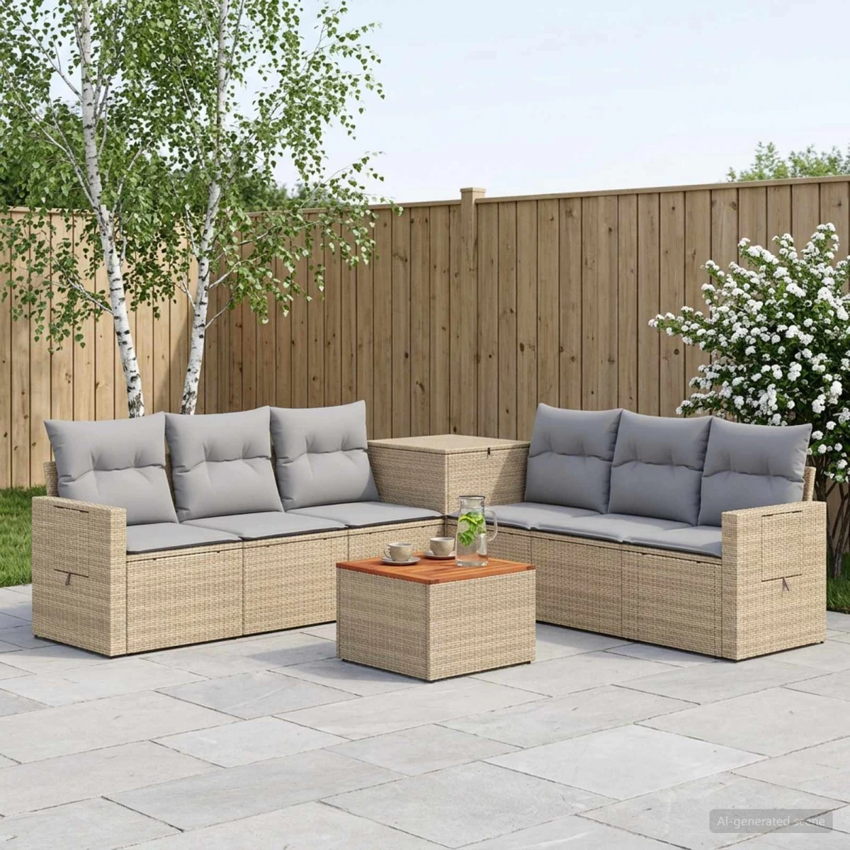 vidaXL Sofa Sæt 8 dele, Beige & Lys Grå, 55x55x37 cm