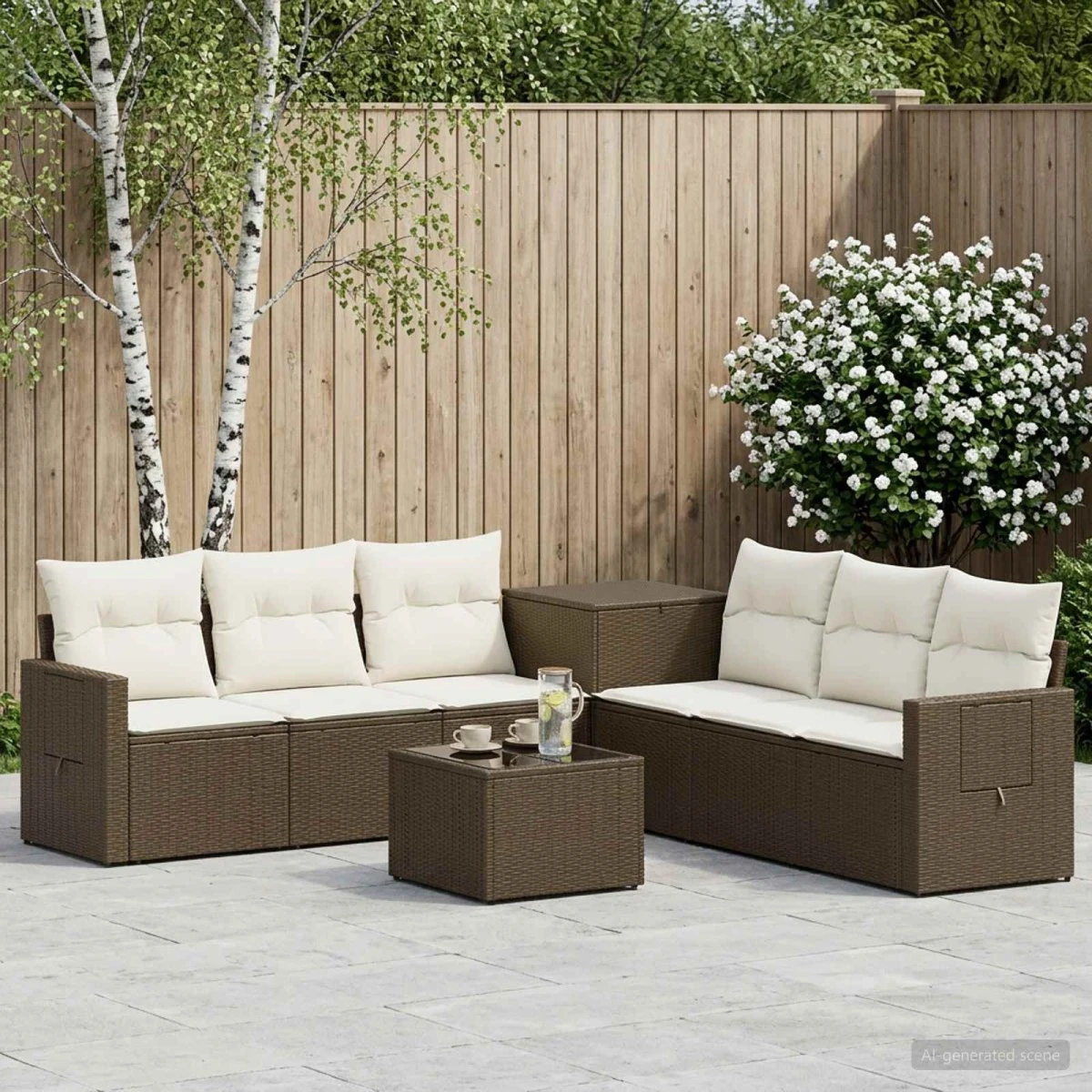 vidaXL Sofa Sæt 8 stk. Brun/Creme 55x55x37 cm